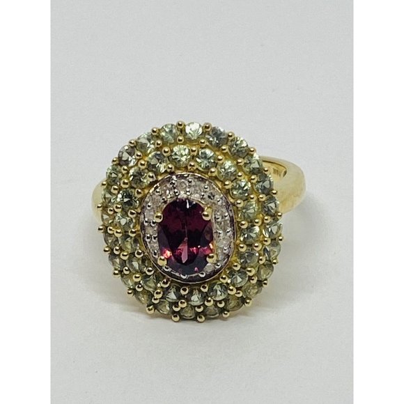 Stunning Multi Stone Diamond 14 K Gold Oval Design Sz 7 Ring THL SAMUEL AARON - Picture 1 of 6